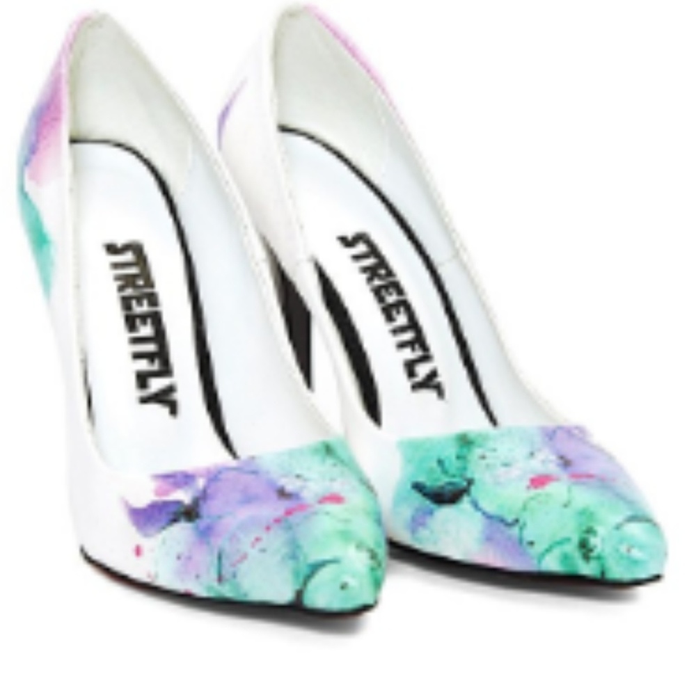 Purple and Green Abstract Pumps